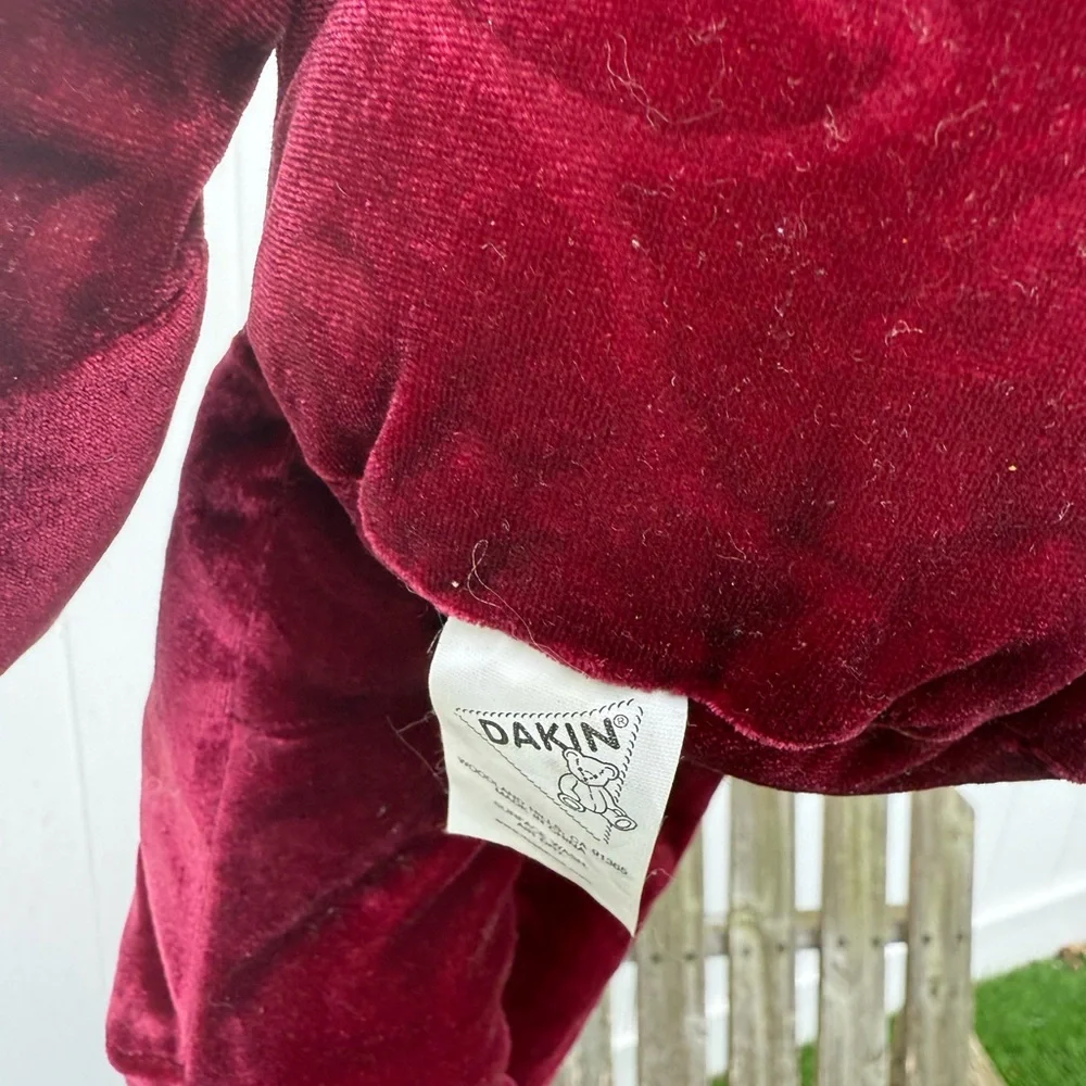 Dakin Stuffed Plush Red Embossed Velvet Velour Teddy Bear Swirl Heart‎ NWT H